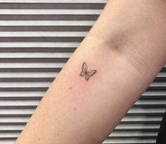 a small butterfly tattoo on the arm