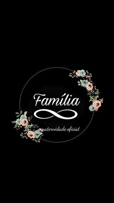 a black background with flowers and the word familia written in white on it