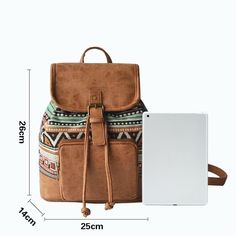 Lady Backpack Bag Canvas PU Splice Printed Ethnic Student Beach Adjustable Strap Photos may slightly different from actual item's color due to the lighting during photo shooting or the monitor's display. This item is for 1pc bag and excludes all the accessories. Material: canvas+pu Color: as picture shown Size: length: 25cm/9.8in, width: 14cm/5.5in, height: 26cm/10.2in SKU: 909-A398/RYX Backpacks For Girls, Canvas Backpack Women, Bohemian Purse, Canvas Backpacks, Canvas Travel Bag, Retro Beach, Backpack Fashion, Backpack Travel Bag, Canvas Backpack