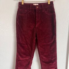 Such Cute Pants. Never Worn Out. Great Condition. Red Corduroy Bottoms With Pockets, Red High-waist Corduroy Bottoms, Red Straight Leg Corduroy Bottoms, Red Wide Leg Corduroy Pants, High Waist Red Corduroy Pants, Red Corduroy Jeans For Fall, Fall Red Corduroy Jeans, High Waist Burgundy Cotton Pants, Red Corduroy Bottoms For Fall