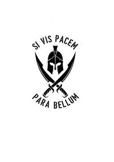 a black and white logo with two crossed swords on it, the words st vis pacem para bellon