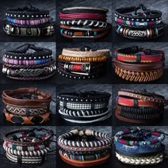 Item Type: Bracelet Gender: Men Material: Leather, Alloy Color: Multi Package Includes: 1 x Pc Bracelets Men, Retro Bracelet, Wholesale Necklaces, Classic Bracelets, Punk Jewelry, Mens Leather Bracelet, Men Jewelry, Leather Bracelets, Classic Leather