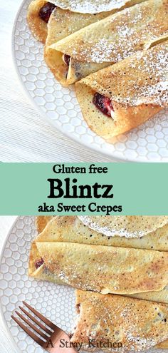 gluten free blintz aka sweet crepes on a white plate