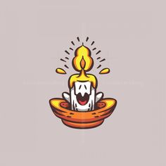 a cartoon character with a candle in the middle of it's face and eyes