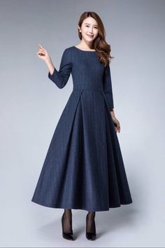 Dress Pleated, Elegant Dresses For Women, Dress Maxi, Dress Elegant, Navy Dress