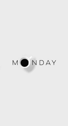 the word monday is written in black and white on a light gray background with an eyeball