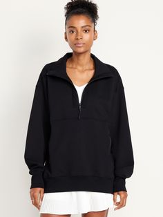 spread collar dolman sleeves zip pockets rib-knit trim breathable oversized fit hits at hip models are approx.  5'9" and wear sizes s (4), l (12) and xl (18)