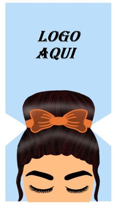 a woman with her eyes closed and the word logo aqua above her head is an orange bow