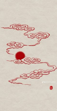 two red ink drawings on white paper with the word,'chinese dragon and moon '