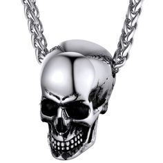 PRICES MAY VARY. 💀 Skull Head Necklace Design, this gothic punk necklace is a modern update of a cool necklaces style. It is a must-have for the new season. 👍 Adjustable Skull Chain Design: It is perfect for wearing on its own or alongside other jewelry. 56 cm length wheat chain , with 5cm adjustable chain, allow a little extra room for comfort. 👍 Stainless Steel Biker Necklace: Harmony for skin, hypoallergenic, Allergen-Free, Nickel-Free, Cadmium-Free, Lead-Free. Made of 316L stainless steel Big Skull Necklace, Biker Necklace Men, The Punisher Necklace, Sterling Silver Skull Necklace, Pirate Necklace, Skeleton Necklace, Gothic Skeleton, Punk Necklace, Necklaces Style