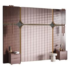 a room divider made out of wood and metal