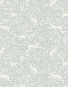 a white and blue wallpaper with animals on it