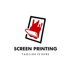 the screen printing logo is designed with red paint and black ink on white paper, it has