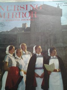 a group of nurses standing in front of a building with the words nursing mirror on it