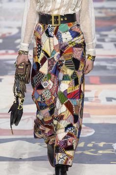 These Christian Dior Patchwork Wide-Legged Pants from the Fall 2018 Collection: YEA or CRAY? | Tom + Lorenzo Ropa Upcycling, Portfolio Fashion, Fabric Clothes, Zero Waste Fashion, Patchwork Clothes, Quilted Clothes, Clothing Art