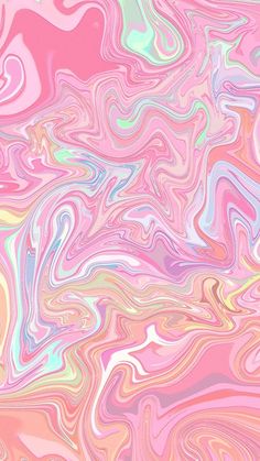 an abstract painting with pink, blue and green colors