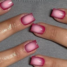 short sqaure, pink aura nails Short Acrylic Nails Airbrush, Very Square Acrylic Nails, Quarter Inch Acrylic Nails, Brown And Pink Aura Nails, Square Aura Nails Short, Red Pink Aura Nails, Y2k Short Nail Designs, Short Aura Nails Square, Blush Aura Nails