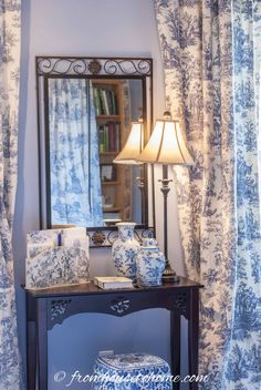 Beautiful Blue And White Toile Bedroom Makeover Black Walls Bedroom, Inner Sanctum, Blue Bedroom Decor