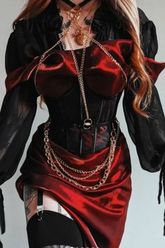 Demoncore Outfits, Villain Outfit Ideas, Over Dress, Goth Outfits, Feminine Outfit, Fantasy Fashion, Edgy Outfits, Dark Fashion, Looks Style