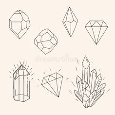 set of different shapes and sizes of crystals