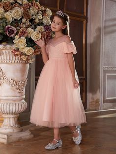 Product Code: ALD0051 Embellishment: Sequin,Mesh Fabric: 95% Polyester ,5%Polyester Back Style: Zipper Up Fully Lined: Yes Available Color: Pink Stretch: Moderate Pink Dresses For Kids, Mesh Party Dress, Preteen Fashion, Beauty Stuff, Aesthetic Girl, Pretty Wallpapers, Mesh Fabric, Kids Dress, Pink Dress