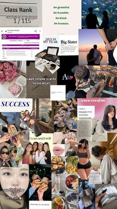 a collage of photos with people and food on them, including an advertisement for the class rank