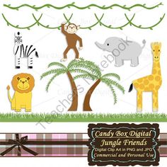 the jungle animals and giraffes cut outs are ready to be used in this project