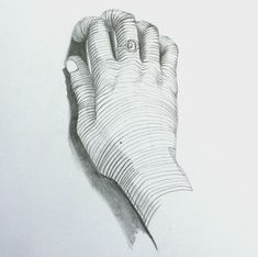 a pencil drawing of a hand holding something in it's right hand with the thumb extended