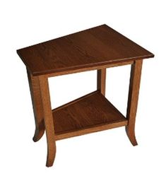 a small wooden table with one shelf on the top and two shelves below it,