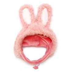 a pink bunny hat with ears on it