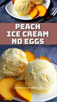 peach ice cream no eggs on a white plate