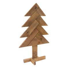 a wooden christmas tree on a white background