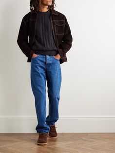 EXCLUSIVE AT MR PORTER. Inis Meáin's clothing is inspired by the wild, rugged landscape of its namesake Irish isle. Cable-knitted with an array of stitches, this 'Ridge' sweater is spun from a merino wool and cashmere-blend that ensures warmth, even in harsh conditions. Rugged Landscape, Sweater For Men, Cashmere Blend Sweater, Loungewear Shorts, Short Suit, Mr Porter, Lightweight Jacket, Blue Sweaters, S Models