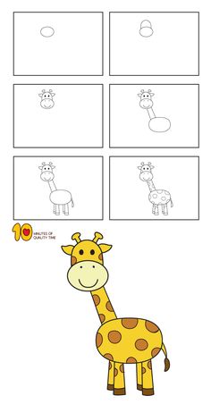 a cartoon giraffe is shown with four different shapes