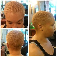 Golden Blonde Cut&Color Fall Color Hair Ideas For Black Women Short Hair, Cute Short Natural Hairstyles, Short Black Natural Hairstyles, Short Bleached Hair, Tapered Twa, Twa Styles, Natural Hair Haircuts, Short Afro Hairstyles