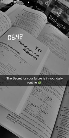 an open book with the title'the secret for your future is in your daily routine '