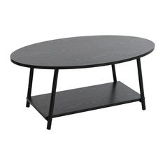 a black coffee table with two shelves on each side