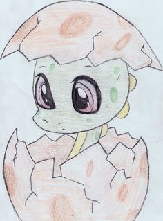 a drawing of a cartoon character with big eyes