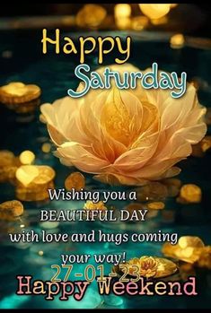 happy saturday wishes with flowers and candles