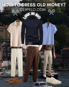 three men's clothing on display with the words how to dress old money?