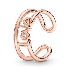 Wear your love loud and proud everywhere you go with this Pandora ME Love Open Ring. Hand-finished, this 14K rose gold-plated ring is emblazoned with the word “love” in a handwritten font on a continuous line design that leads into the band. Style yours to represent the love for your family, your best friends, or your love for yourself. Add significance to your looks by adding this statement ring into your everyday stacks. Please note: attempting to reshape the open band yourself will damage the Ring Pandora, Pandora Me, Word Ring, Sun Ring, Love Word, Pandora Rose, Bracelet Pandora, Gold Armband, Pandora Rings