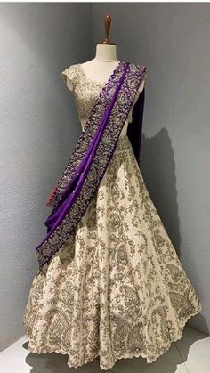 Lehenga Latest, Bridal Lehenga Wedding, Pattu Lehenga, Draping Styles, Purple Lehenga, Indian Wedding Dresses, Lehenga Saree Design, Simple Lehenga, Bridal Sarees South Indian