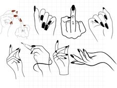 Nail Tech Tattoos, Nail Tech Tattoo Ideas Art, Hand With Nails Drawing, Nail Tech Tattoo, Nail Drawing Designs, Nail Clip Art, Nails Sketch, Nail Tech Svg, Nail Polish Tattoo