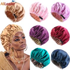 Hair Accessories Hair Nets Satin Bonnet For Sleeping Curly Braiding Hair Night Wig Cap Elastic Silk Sleep Cap, Hair Nets, Braiding Hair, Wig Cap, Accessories Hair, Curly Hair