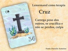 a card with an image of a cross in the sand and seaweed on it