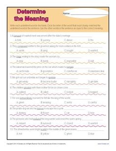 a printable worksheet for describing the meaning of words