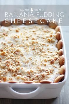 a casserole dish filled with some kind of food on top of a wooden table