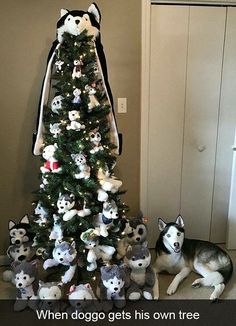 a christmas tree with stuffed animals on it and the caption reads, i can't wait for santa to come home