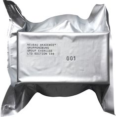 an aluminum foil bag with the label for medical supplies on it's back side