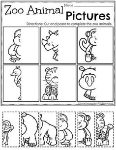 the zoo animal pictures worksheet for children to learn how to draw and color